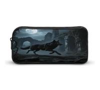 STVNKML Moon Wolf Theme Pencil Case - Large Aesthetic Makeup Bag Multi-Purpose Pencil Pouch Cute Cosmetic Bag with Zipper Closure for Office, Home, Study & Travel