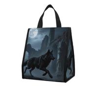 STVNKML Moon Wolf Theme Reusable Insulated Lunch Bag 9L Foldable Cooler Bag with Aluminum Foil Liner Washable Leakproof & Lightweight Lunch Tote for Work Picnic Beach Gym