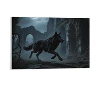 STVNKML Moon Wolf Theme Wall Art for Living Room Boho Decor