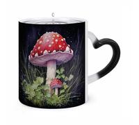 STVNKML Mushrooms in The Grass Color Changing Mug Heat Activated Novelty Coffee Cup with Ear Shape Design Gift Mugs for Christmas Birthday Wedding, Magic Ceramic Mug for Tea & Cocoa 12oz