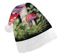 STVNKML Mushrooms in The Grass Santa Hat for Adults Christmas Hat Xmas Santa Hats Cap for Costumes Holiday Party Supplies