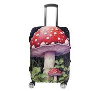STVNKML Mushrooms in The Grass Suitcase Covers for Luggage - Elastic Luggage Cover Protector, Double-sided Washable Suitcases Sleeve for 19-32 Inch Luggage, white, L, Mushrooms in the Grass