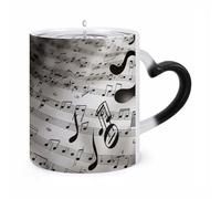STVNKML Music Notes Print Color Changing Mug Heat Activated Novelty Coffee Cup with Ear Shape Design Gift Mugs for Christmas Birthday Wedding, Magic Ceramic Mug for Tea & Cocoa 12oz