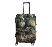 STVNKML Nautical Vintage Sailing Pirate Ship Suitcase Covers for Luggage Elastic Luggage Cover Protector Double-sided Washable Suitcases Sleeve for 19-32 Inch Luggage, white, Small, Flower and Animals