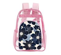 STVNKML Navy Blue Flowers Clear Backpack Heavy Duty PVC Transparent Bag