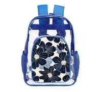 STVNKML Navy Blue Flowers Clear Backpack Heavy Duty PVC Transparent Bag