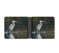 STVNKML Northern Lights Polar Bear Leather Bifold Wallet with 2 Hidden Pockets 6 Card Slots Slim Wallets for Cash, Cards, And ID, Gray Heron Print in Water, One Size, Modern
