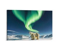 STVNKML Northern Lights Polar Bear Wall Art for Living Room Boho Decor