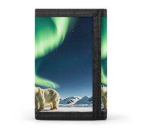 STVNKML Northern Lights Polar Bear Wallet Men's Trifold Wallet And Coin Pocket Slim Card Holder Wallet for Men Money Clip