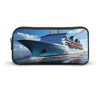 STVNKML Ocean Ferry Boat Pencil Case - Large Aesthetic Makeup Bag Multi-Purpose Pencil Pouch Cute Cosmetic Bag with Zipper Closure for Office, Home, Study & Travel