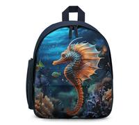 STVNKML Ocean Seahorse Backpack - 12.6 Inch Casual Daypack with Multi-Pockets BookBag for Daily Essentials, Blue, One size