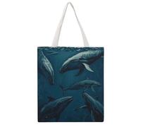 STVNKML Ocean Whale Canvas Tote Bag for Women Cute Stylish Shoulder Bag Reusable Shopping Bags for Daily