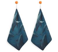 STVNKML Ocean Whale Hand Towels for Bathroom - 2PCS Kitchen Towels Super Absorbent & Fast Drying Dish Towels Microfiber Cleaning Rags with Hanging Loop - Kitchen Bathroom Essentials