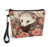STVNKML Opossum And Roses Travel Makeup Bag Large Capacity Toiletry Bag with Handle - Waterproof PU Leather Cosmetic Organizer Bags