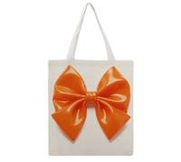 STVNKML Orange Bow Canvas Tote Bag for Women Cute Stylish Shoulder Bag Reusable Shopping Bags for Daily