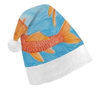 STVNKML Orange Fish Pattern Santa Hat for Adults Christmas Hat Xmas Santa Hats Cap for Costumes Holiday Party Supplies