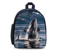 STVNKML Orca Killer Whale Backpack 12.6 Inch Casual Daypack with Multi-Pockets BookBag for Daily Essentials, Blue, One Size