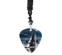 STVNKML Orca Killer Whale Guitar Pick Holder Necklace Stainless Steel Music Pendant with Adjustable 60cm Cord Functional Jewelry for Guitarists & Music Lovers, Unisex Hip Hop Punk Accessory