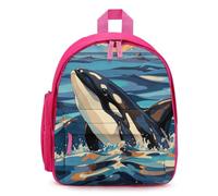 STVNKML Orca Killer Whale Print Backpack 12.6 Inch Casual Daypack with Multi-Pockets BookBag for Daily Essentials, Pink, One Size