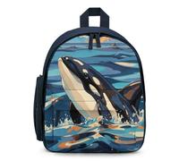 STVNKML Orca Killer Whale Print Backpack 12.6 Inch Casual Daypack with Multi-Pockets BookBag for Daily Essentials, Blue, One Size