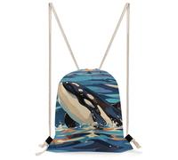 STVNKML Orca Killer Whale Print Drawstring Backpack Sport Gym Bags Yoga Shopping Travel Casual Daypacks for Women Men