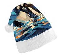 STVNKML Orca Killer Whale Print Santa Hat for Adults Christmas Hat Xmas Santa Hats Cap for Costumes Holiday Party Supplies