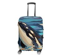 STVNKML Orca Killer Whale Print Suitcase Covers for Luggage - Elastic Luggage Cover Protector, Double-sided Washable Suitcases Sleeve for 19-32 Inch Luggage, white, XL, Orca Killer Whale Print