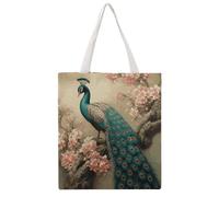 STVNKML Oriental Peacock on Flower Tree Canvas Tote Bag for Women Cute Stylish Shoulder Bag Reusable Shopping Bags for Daily