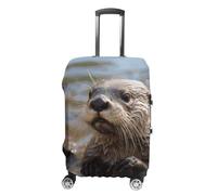 STVNKML Otter Playing in The Water Suitcase Covers for Luggage - Elastic Luggage Cover Protector, Double-sided Washable Suitcases Sleeve for 19-32 Inch Luggage, white, Small, Otter Playing in the