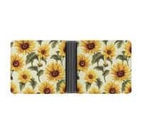STVNKML Owls on A Branch Leather Bifold Wallet with 2 Hidden Pockets 6 Card Slots Slim Wallets for Cash, Cards, And ID, Summer Sunflower, One Size, Modern