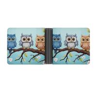 STVNKML Owls on A Branch Leather Bifold Wallet with 2 Hidden Pockets 6 Card Slots Slim Wallets for Cash, Cards, And ID, Owls on a branch, One Size, Modern