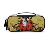 STVNKML Paint Spotted Ladybug Pencil Case - PU Leather Pencil Bag Multifunctional Zipper Pouch Bags Small Makeup & Stationery Organizer for Office, Travel, Men & Women (8.3x4.3x1.8in