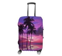 STVNKML Palm Tree Purple Sunset Suitcase Covers for Luggage - Elastic Luggage Cover Protector, Double-sided Washable Suitcases Sleeve for 19-32 Inch Luggage, white, Small, Palm Tree Purple Sunset