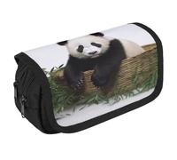 STVNKML Panda Stars Pencil Case Organizer - Large Capacity 3 Compartment Pencil Pouch for Adults, Portable Makeup Bag & Aesthetic Stationery Bag with Zipper (8.7x4.3) Unisex Gift