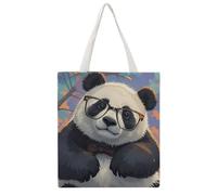 STVNKML Panda with A Tilted Head Canvas Tote Bag for Women Cute Stylish Shoulder Bag Reusable Shopping Bags for Daily