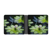 STVNKML Panda with A Tilted Head Leather Bifold Wallet with 2 Hidden Pockets 6 Card Slots Slim Wallets for Cash, Cards, And ID, Dragonfly Flies Over, One Size, Modern