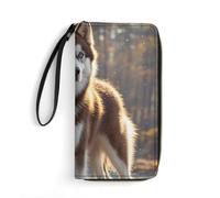 STVNKML Panda with A Tilted Head Womens Wallet Leather Coin Purse Clutch Wristlet Travel Long Wallets Card Organizer, Husky Dog, 19.7x10.5cm, Modern