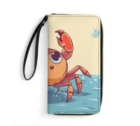 STVNKML Panda with A Tilted Head Womens Wallet Leather Coin Purse Clutch Wristlet Travel Long Wallets Card Organizer, Summer cartoon crab, 19.7x10.5cm, Modern