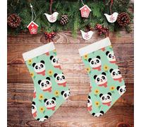 STVNKML Pandan Personalized Christmas Stocking - 16.5 Inch Double-Sided Pattern Santa Stockings for Fireplace, Family Holiday Decor, Xmas Tree Hanging Sock with Gift Loop