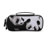 STVNKML Pandas Pencil Case - PU Leather Pencil Bag Multifunctional Zipper Pouch Bags Small Makeup & Stationery Organizer for Office, Travel, Men & Women (8.3x4.3x1.8in