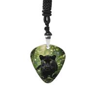 STVNKML Panther Jungle Guitar Pick Holder Necklace Stainless Steel Music Pendant with Adjustable 60cm Cord Functional Jewelry for Guitarists & Music Lovers, Unisex Hip Hop Punk Accessory