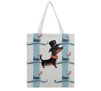 STVNKML Parisian Dachshund Canvas Tote Bag for Women - Cute Stylish Shoulder Bag, Reusable Shopping Bags for Daily, Parisian Dachshund, 38x41cm