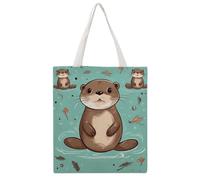 STVNKML Parisian Dachshund Canvas Tote Bag for Women - Cute Stylish Shoulder Bag, Reusable Shopping Bags for Daily, Cartoon Cute Otter, 38x41cm
