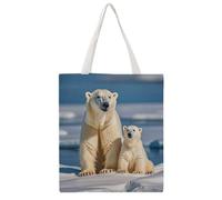 STVNKML Parisian Dachshund Canvas Tote Bag for Women - Cute Stylish Shoulder Bag, Reusable Shopping Bags for Daily, 2 Polar Bears, 38x41cm