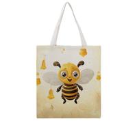 STVNKML Parisian Dachshund Canvas Tote Bag for Women - Cute Stylish Shoulder Bag, Reusable Shopping Bags for Daily, Cute Bees Honey, 38x41cm