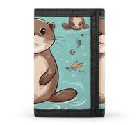 STVNKML Parisian Dachshund Slim Wallets for Men Money Clip Card Holder Wallet Men's Trifold Wallet And Coin Pocket, Cartoon Cute Otter, One Size, Modern