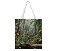STVNKML Parrot in Rainforest Canvas Tote Bag for Women Cute Stylish Shoulder Bag Reusable Shopping Bags for Daily