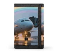 STVNKML Passenger Plane after Rain Wallet Men's Trifold Wallet And Coin Pocket Slim Card Holder Wallet for Men Money Clip