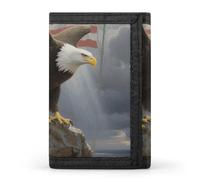 STVNKML Patriotic American Eagle Wallet Men's Trifold Wallet And Coin Pocket Slim Card Holder Wallet for Men Money Clip