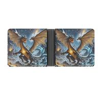 STVNKML Patriotic Stars Strips Independence Day Leather Bifold Wallet with 2 Hidden Pockets 6 Card Slots Slim Wallets for Cash, Cards, And ID, Fire and ice dragons, One Size, Modern